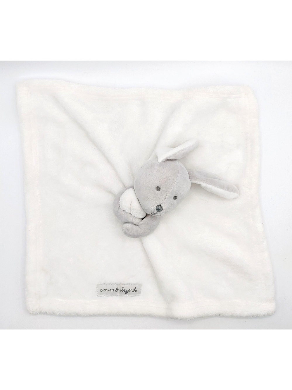 Blankets & Beyond Gray Bunny Rabbit Plush White Security Blanket Lovey - Picture 3 of 5